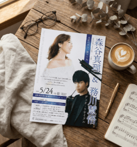 森谷真理＆務川慧悟 デュオ・リサイタル「Spirit of Language －言霊－」公演チラシ